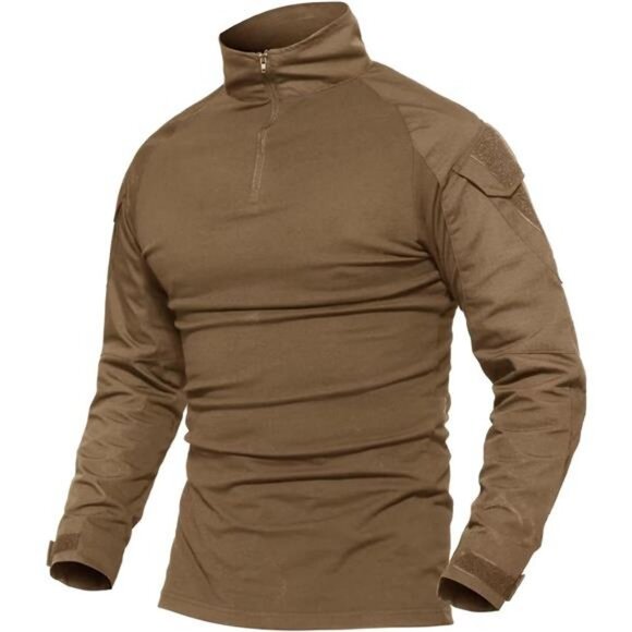 MAGCOMSEN Men's Tactical Military Shirts 1/4 Zip Long Sleeve Shirt with Pockets
